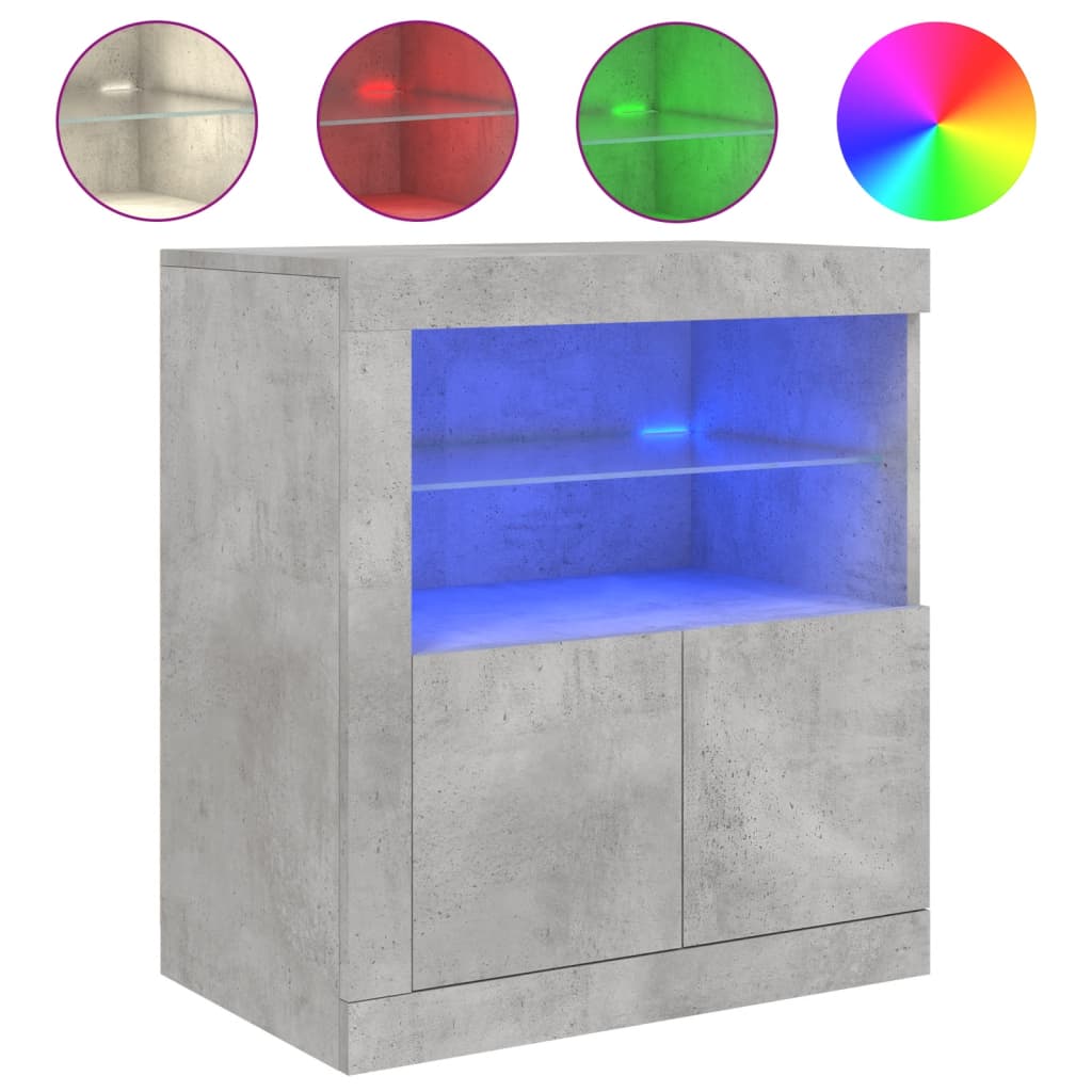 Vidaxl aparador com luzes led 60,5x37x67 cm cinzento cimento