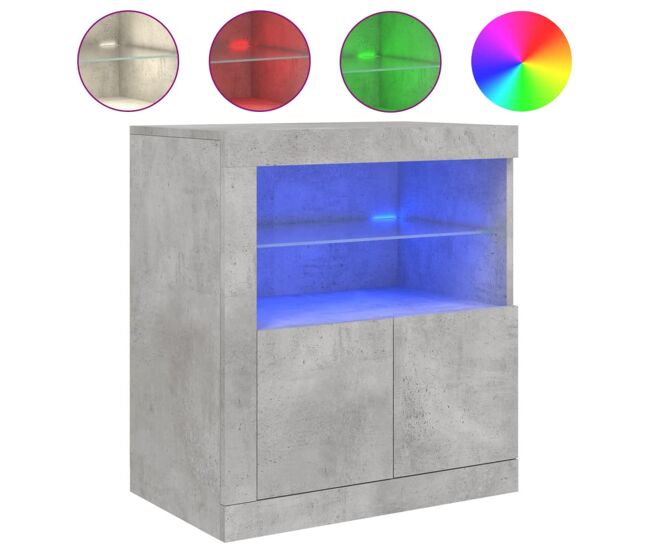 Vidaxl aparador com luzes led 60,5x37x67 cm cinzento cimento