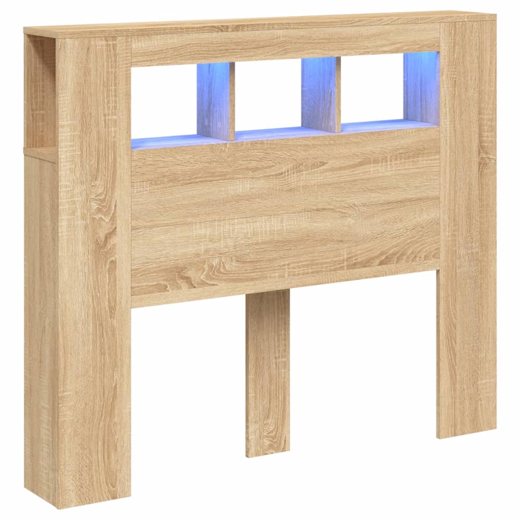 Vidaxl cabeceira c/ leds 120x18,5x103,5 deriv. madeira carvalho sonoma