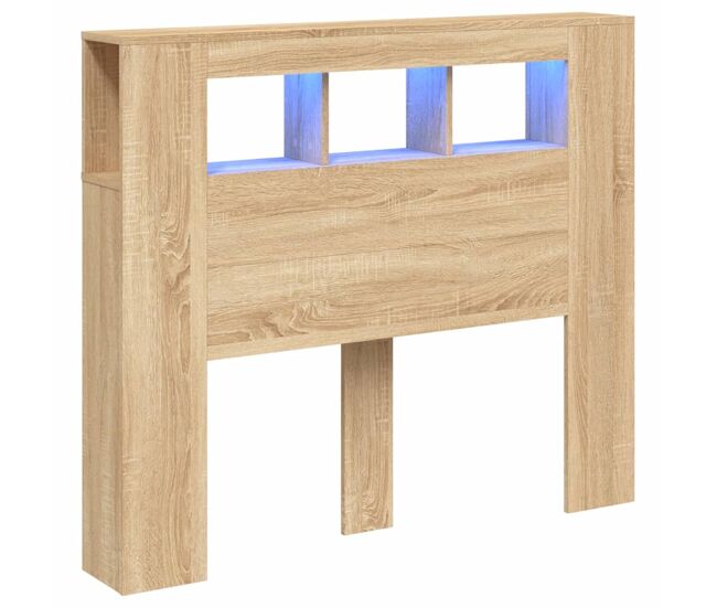 Vidaxl cabeceira c/ leds 120x18,5x103,5 deriv. madeira carvalho sonoma