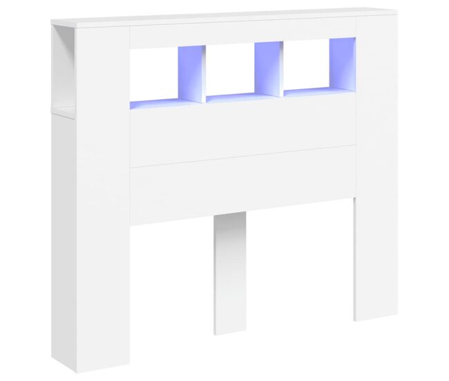 Vidaxl cabeceira cama c/ leds 120x18,5x103,5 cm deriv. madeira branco