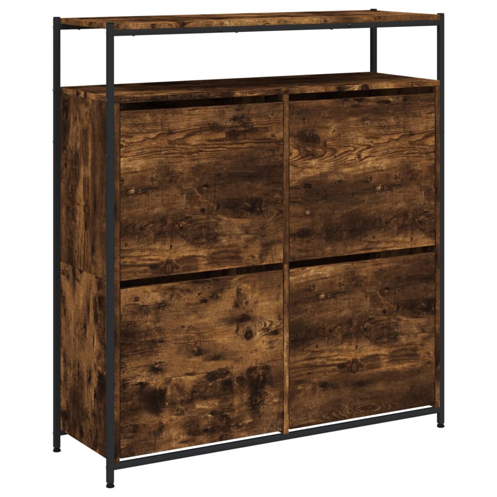 Vidaxl sapateira c/ 4 gavetas articuladas 100x34x112cm carvalho fumado