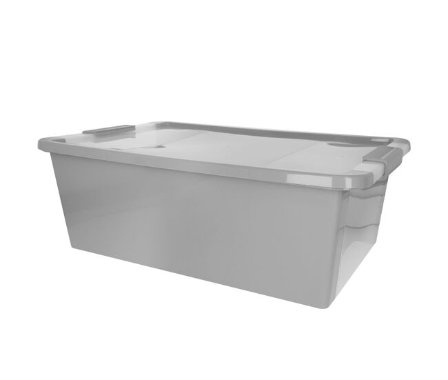 Curver caixa de arrumação com tampa bi-box 26l cinzento