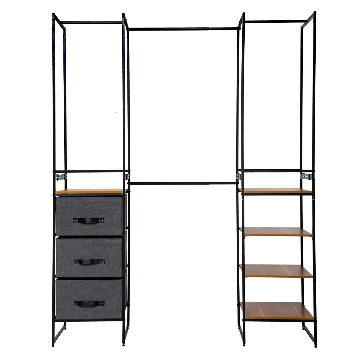 Camarim modular aberto tissa preto e madeira 180x190 cm
