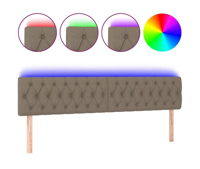 Vidaxl cabeceira cama luzes led tecido 180x7x78/88cm cinza-acastanhado