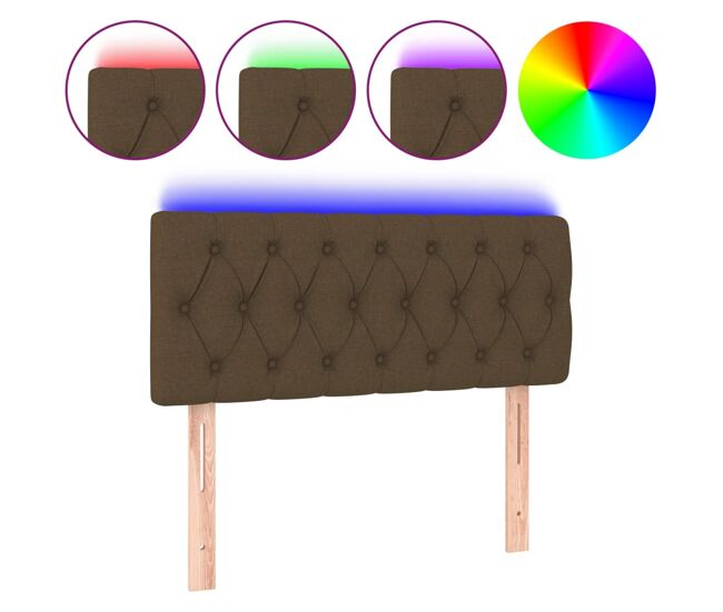 Vidaxl cabeceira de cama c/ luzes led tecido 90x7x78/88 cm castanho