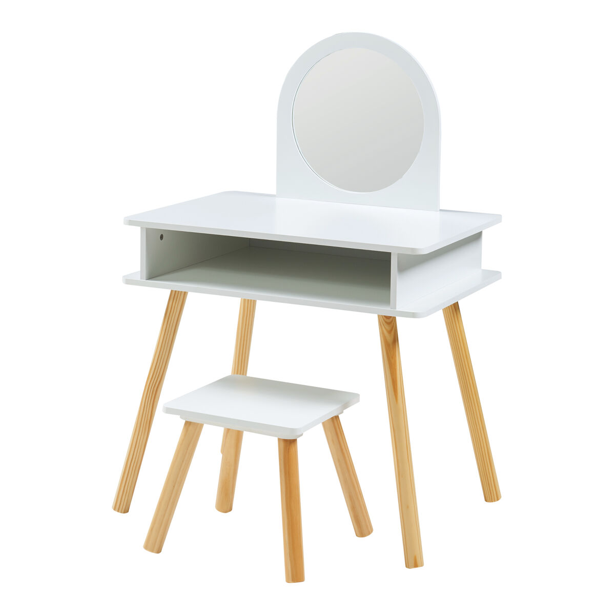 Toucador ovanåker infantil com banco - branco/natural [en.casa]