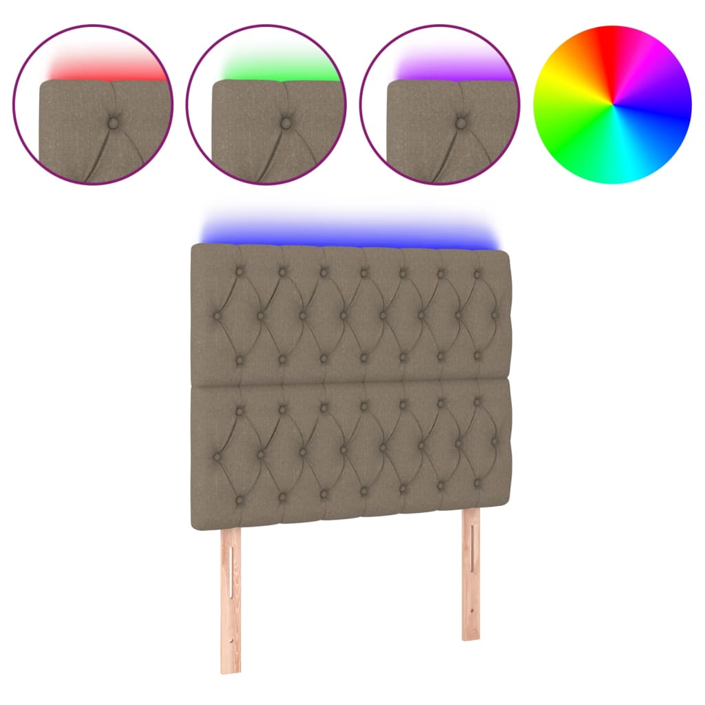 Vidaxl cabeceira cama c/ led tecido 100x7x118/128cm cinza-acastanhado