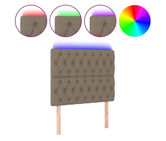 Vidaxl cabeceira cama c/ led tecido 100x7x118/128cm cinza-acastanhado