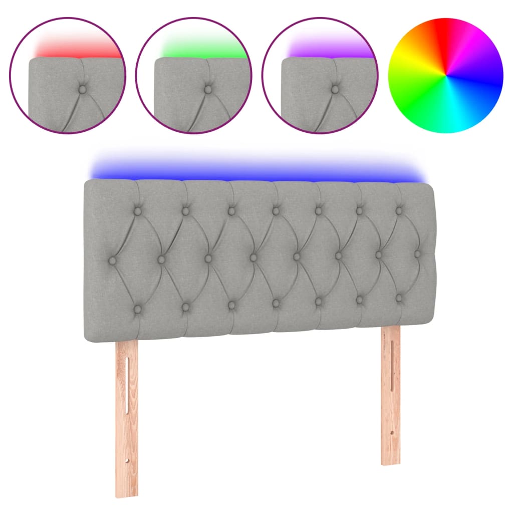 Vidaxl cabeceira de cama c/ luzes led tecido 90x7x78/88 cm cinza-claro