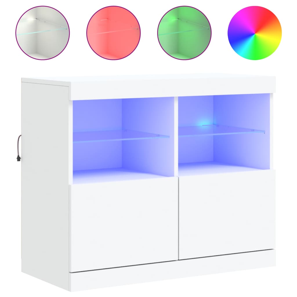 Vidaxl aparador com luzes led 81x37x67 cm branco