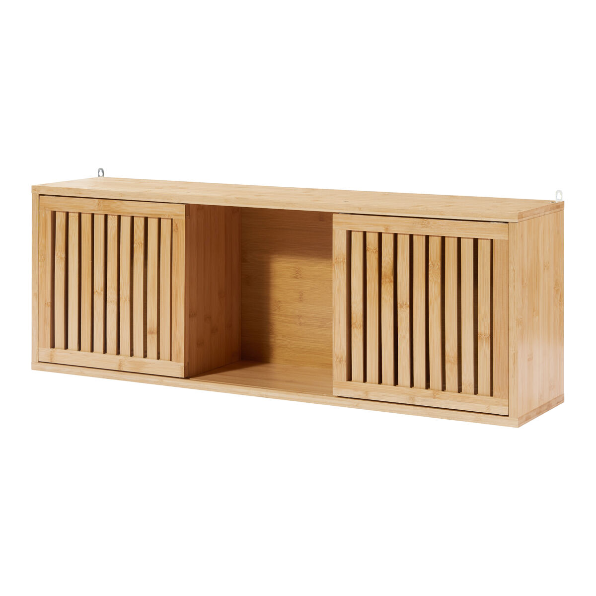 Prateleira de parede ypäjä com 2 portas de correr 93 x 20 x 33 cm bambu [en.casa]