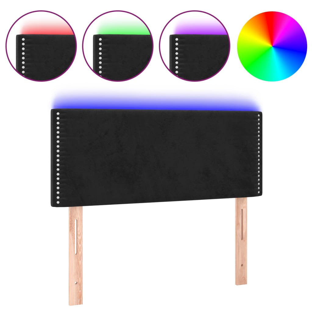 Vidaxl cabeceira de cama c/luzes led veludo 100x5x78/88 cm preto