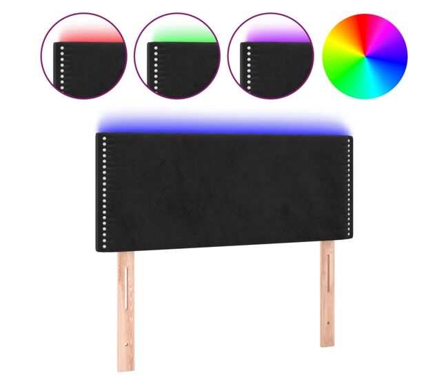 Vidaxl cabeceira de cama c/luzes led veludo 100x5x78/88 cm preto