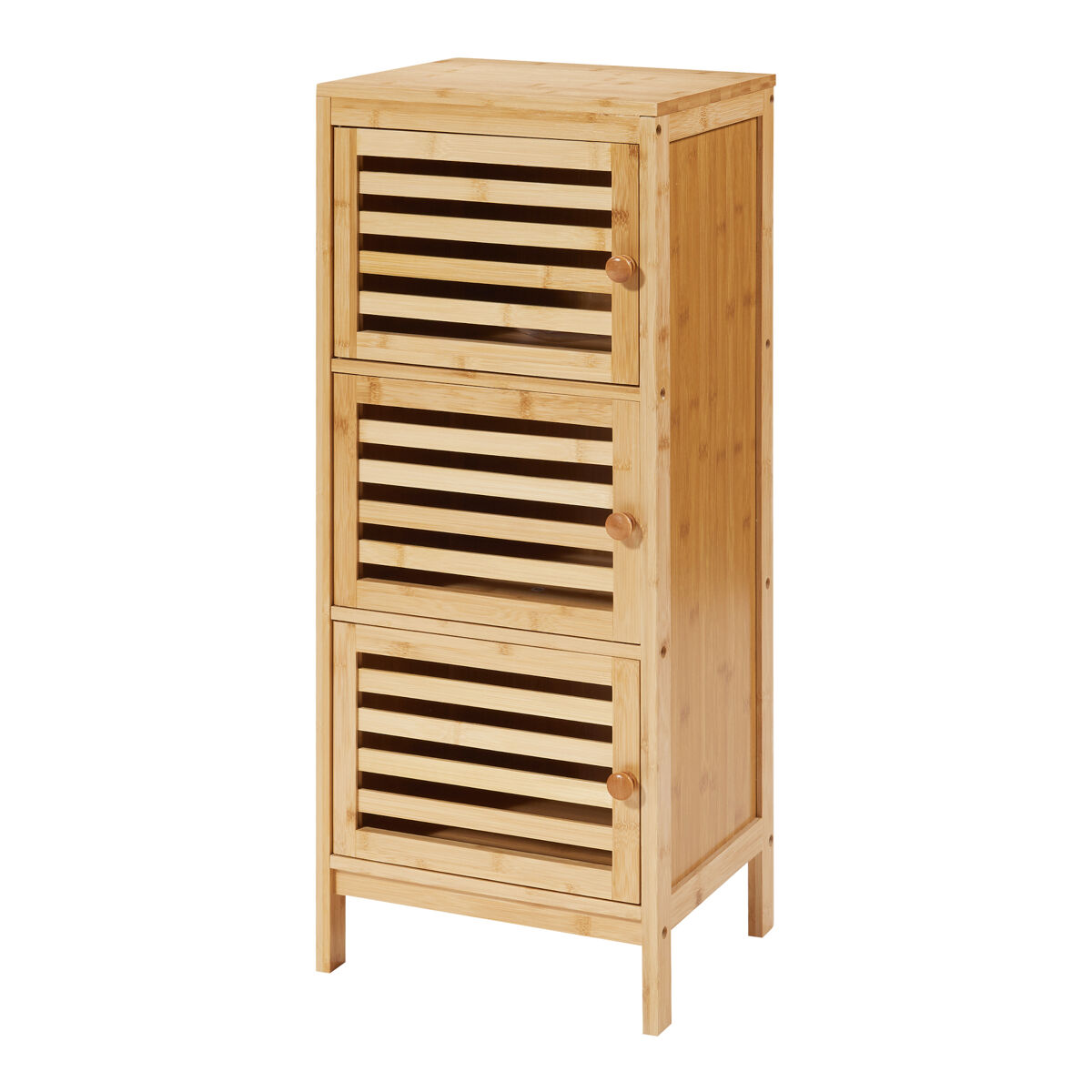 Armário lateral ypäjä com 3 portas 82 x 33 x 27 cm bambu [en.casa]