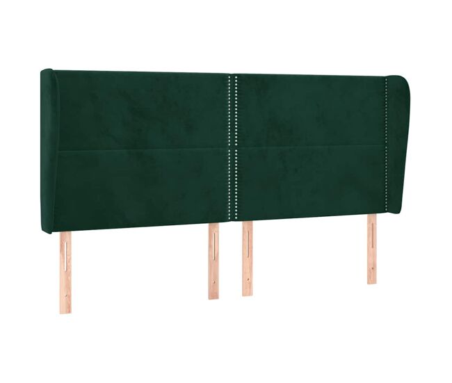 Vidaxl cabeceira cama c/ abas veludo 203x23x118/128 cm verde-escuro