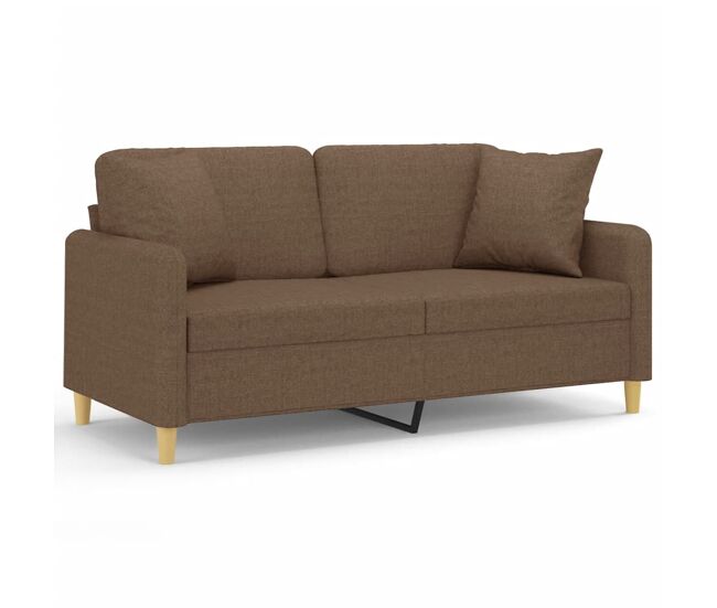 Vidaxl sofá 2 lugares + almofadas decorativas 140 cm tecido castanho