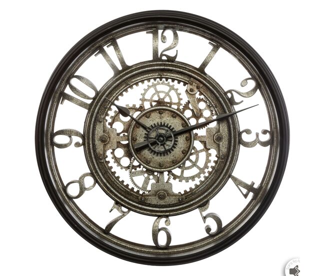 Relógio de parede sarkis para sala de estar e sala de jantar, design elegante, cor cinza 50 cm, moderno e decorativo