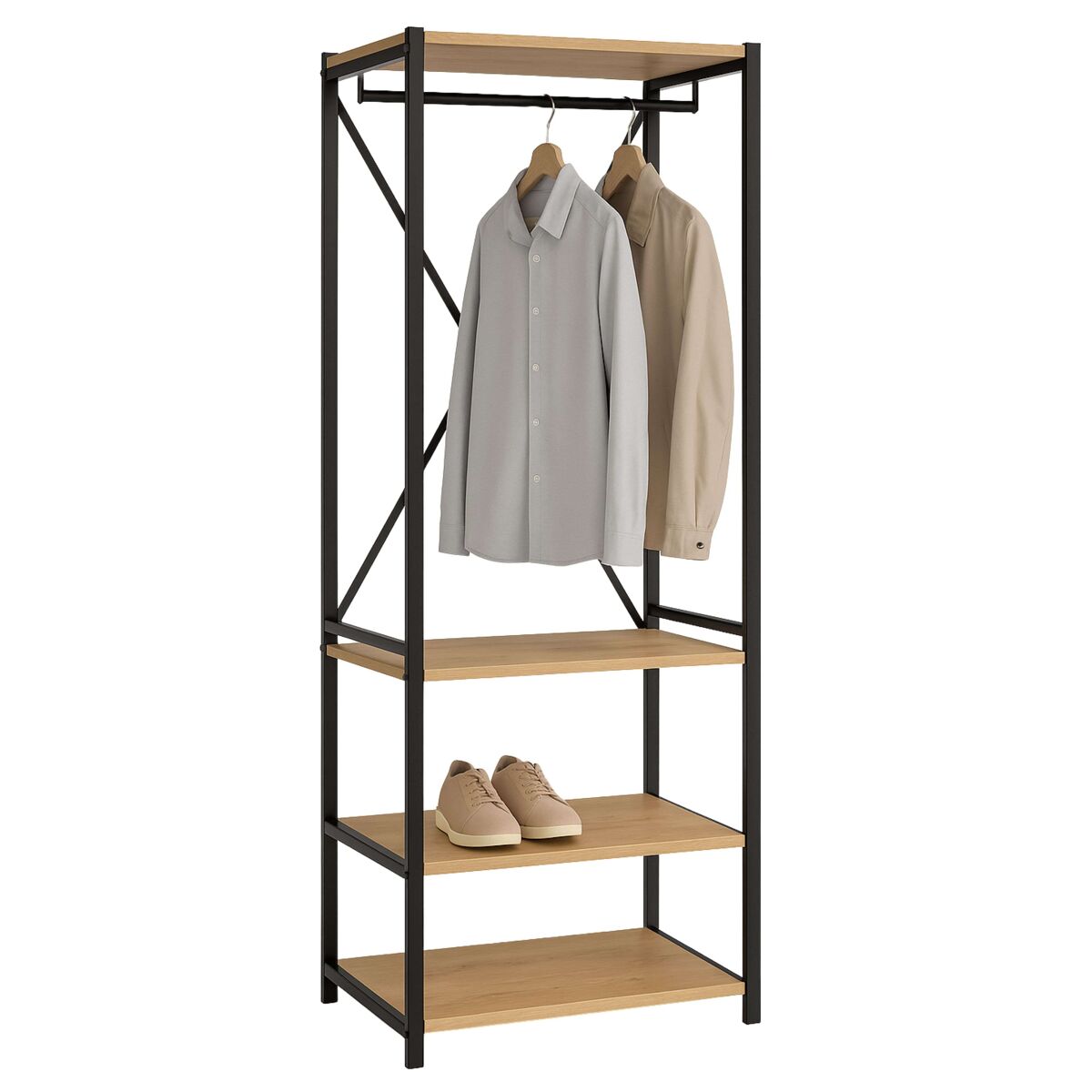 Cabide rus em carvalho safir e preto, 160 cm