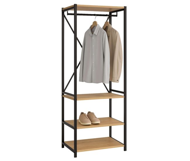 Cabide rus em carvalho safir e preto, 160 cm