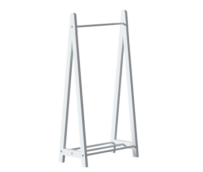 Cabideiro simples estilo contemporâneo branco com 1 barra para pendurar e 1 prateleira inferior 60x114x30 cm