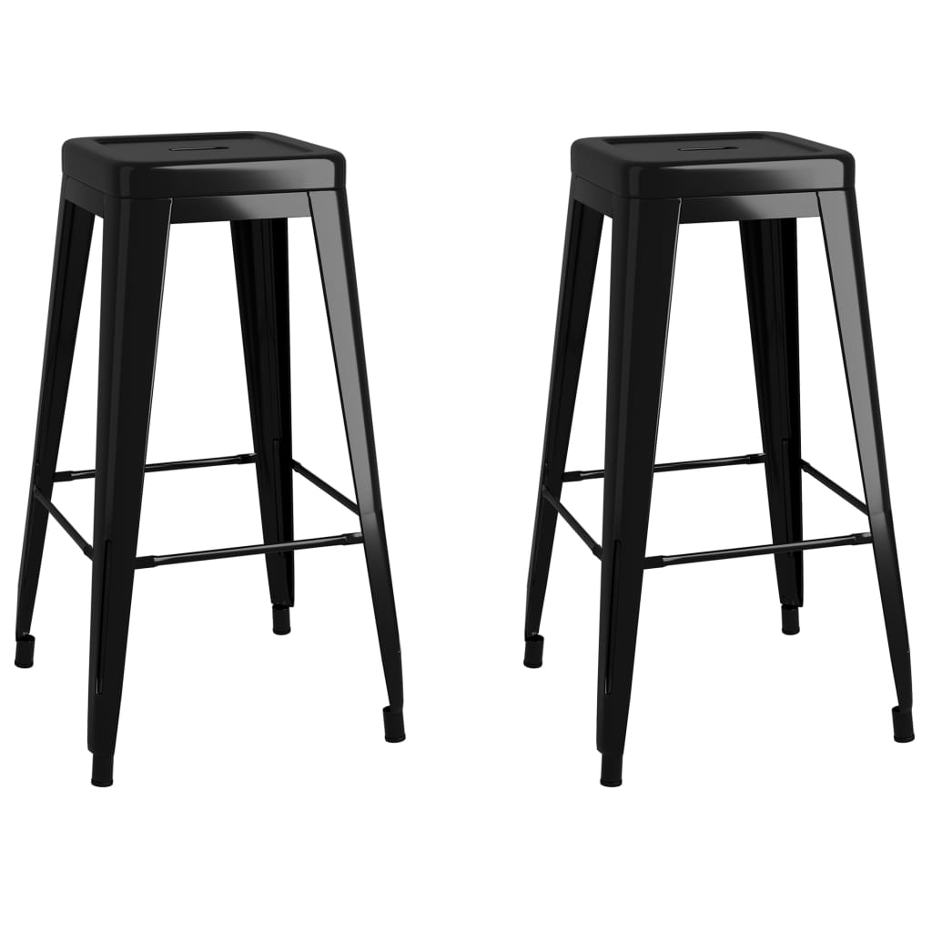 Vidaxl bancos de bar empilháveis 2 pcs metal preto