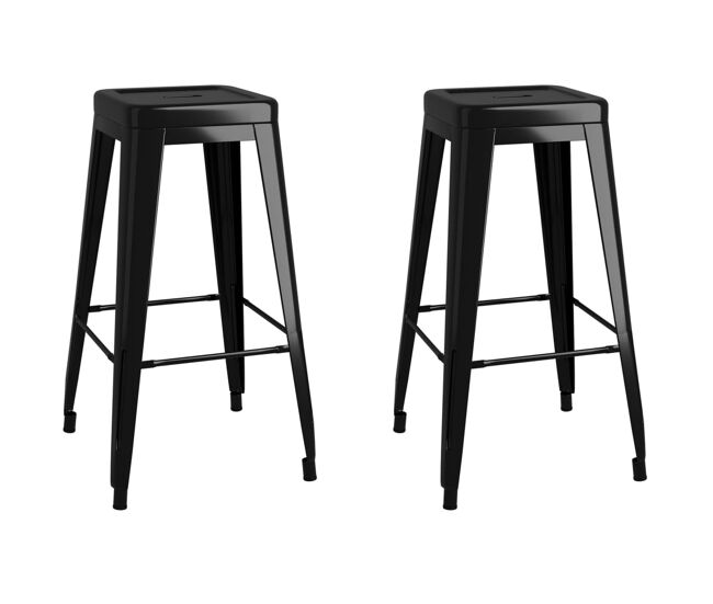 Vidaxl bancos de bar empilháveis 2 pcs metal preto
