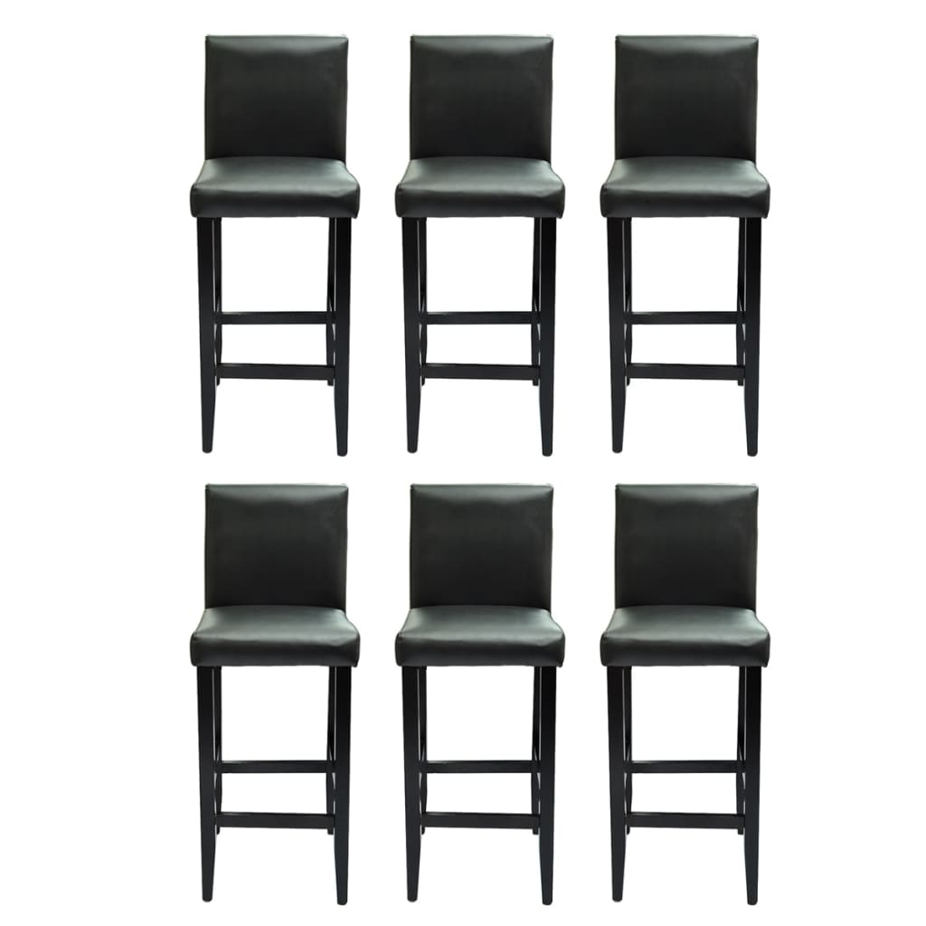 Vidaxl bancos de bar 6 pcs couro artificial preto