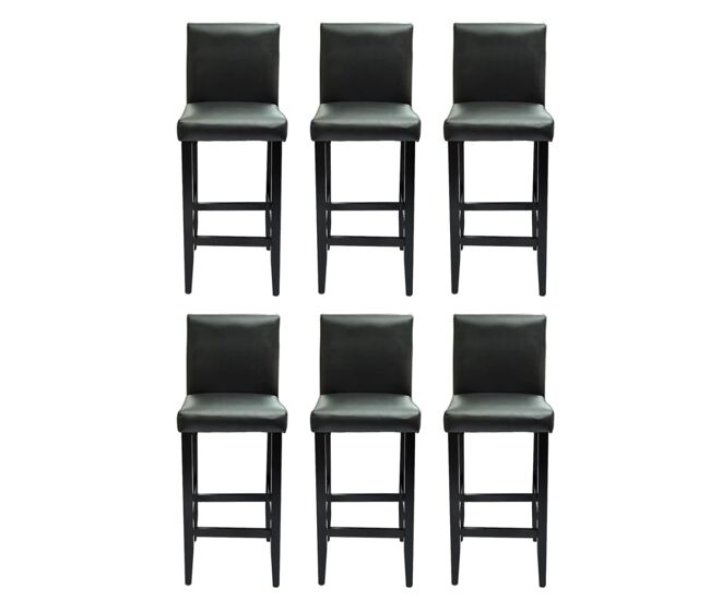 Vidaxl bancos de bar 6 pcs couro artificial preto