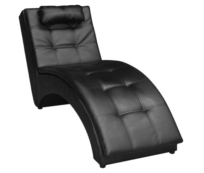 Vidaxl chaise longue com almofada couro artificial noir