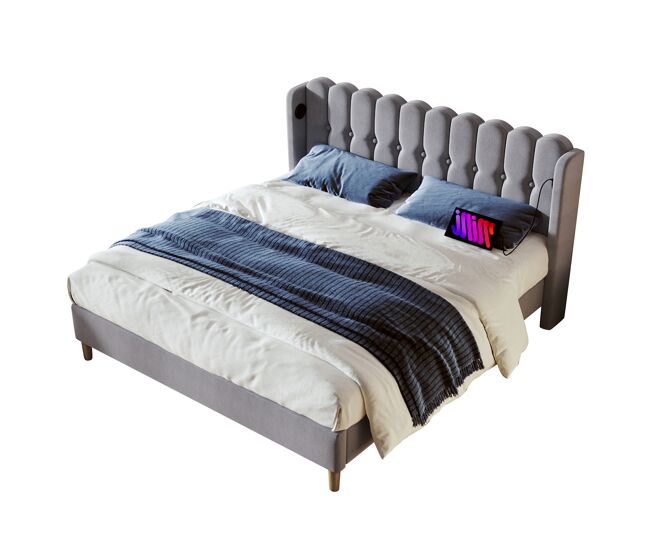 Cama juvenil,cama dupla de linho 180x200cm,cinzento