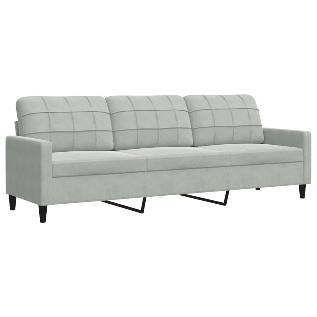 Vidaxl sofá de 3 lugares 210 cm veludo cinza-claro