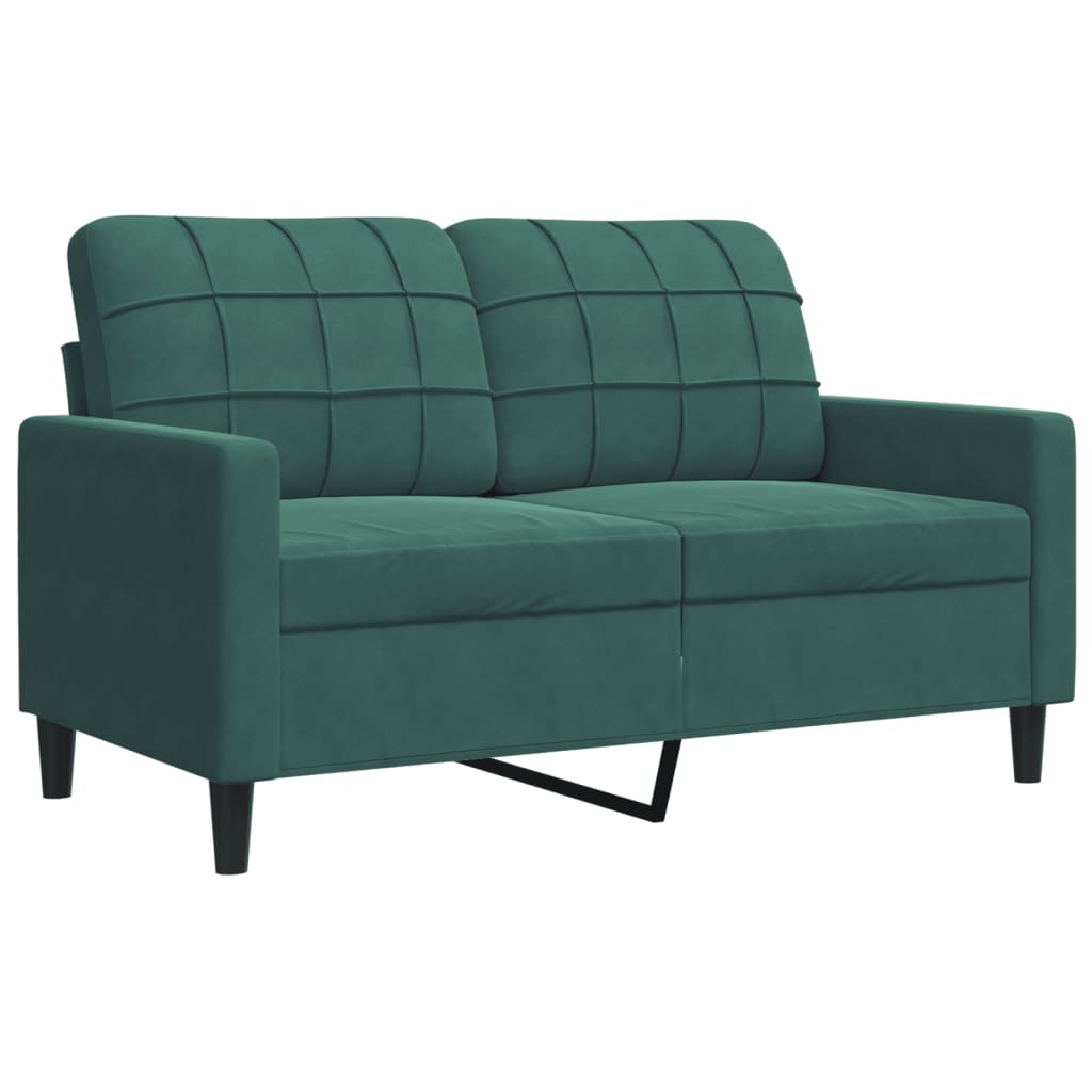 Vidaxl sofá de 2 lugares 120 cm veludo verde-escuro