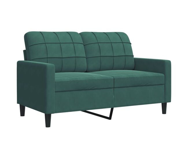 Vidaxl sofá de 2 lugares 120 cm veludo verde-escuro
