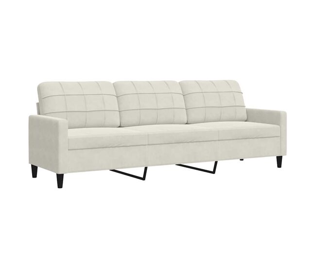 Vidaxl sofá de 3 lugares 210 cm veludo cor creme