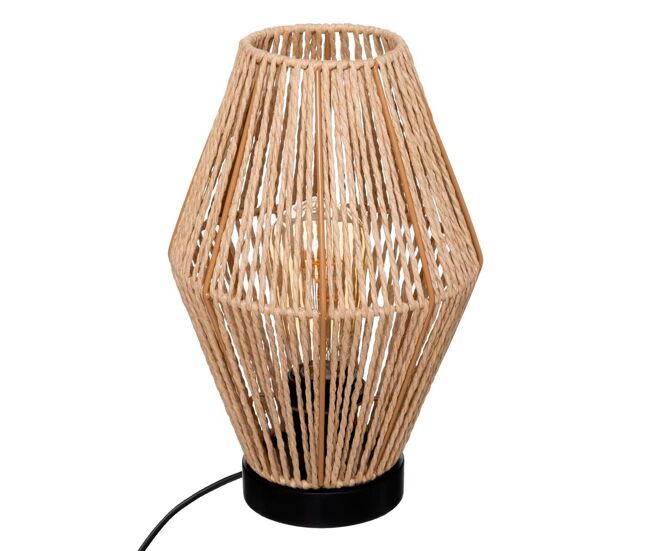 Well home - candeeiro de mesa 'aissa nature' com estrutura metálica