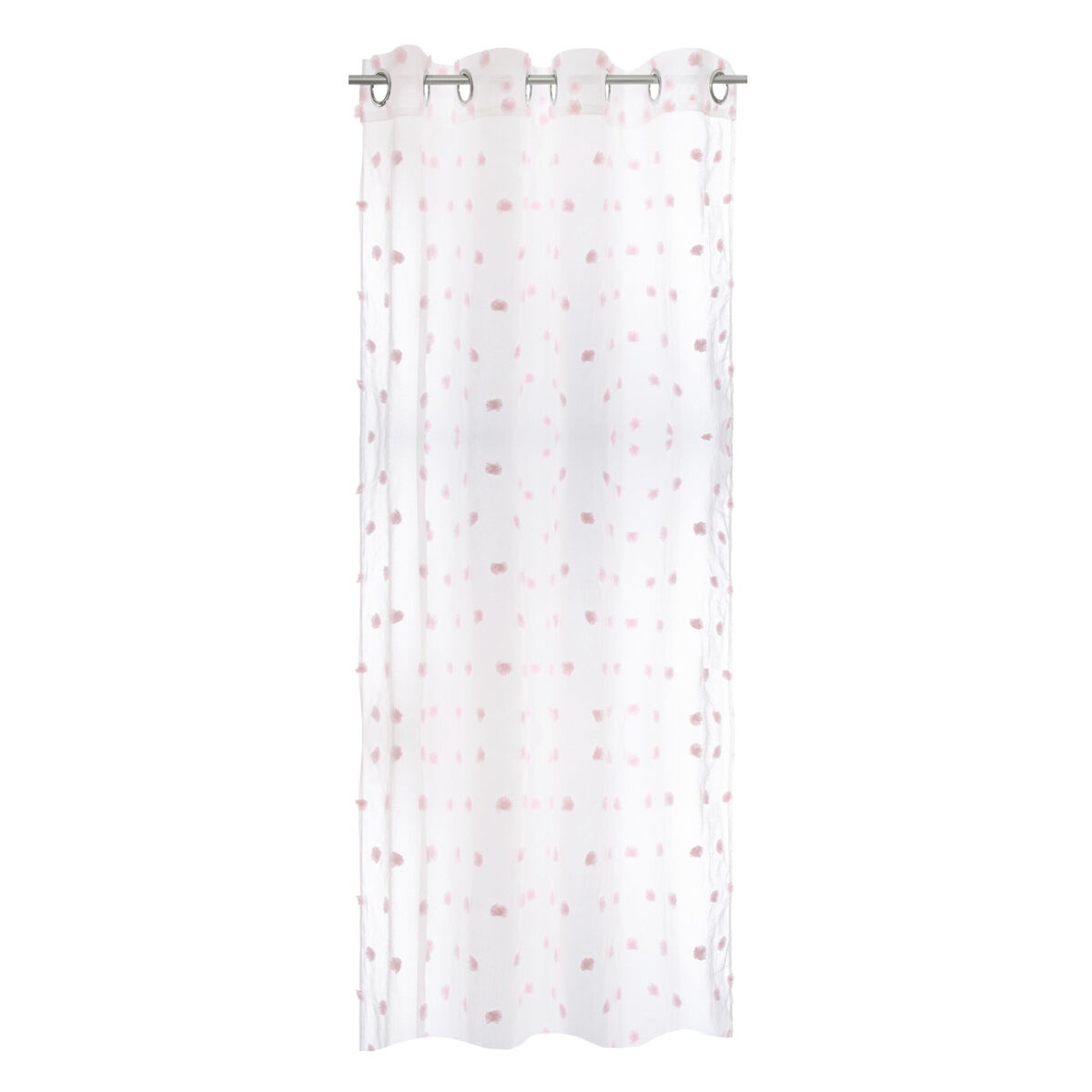 Well home - cortina infantil pompons branca e rosa
