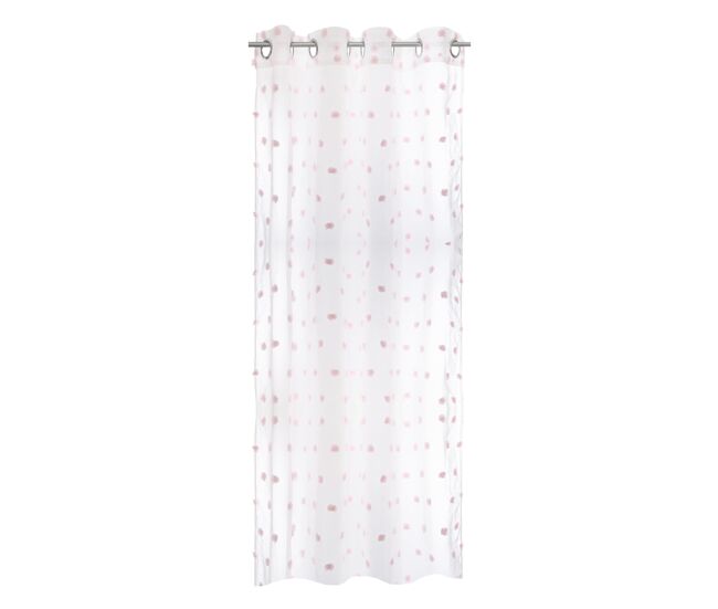 Well home - cortina infantil pompons branca e rosa