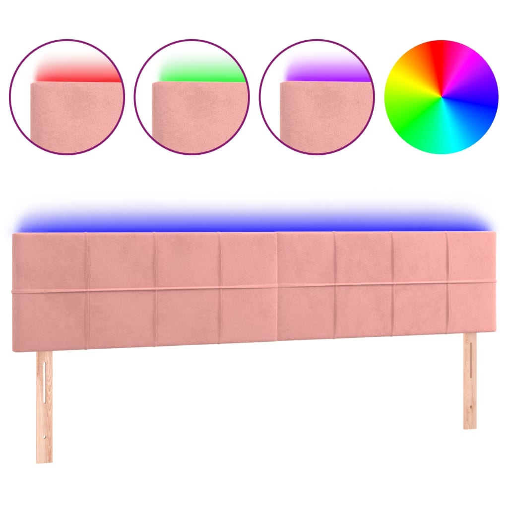 Vidaxl cabeceira de cama c/ luzes led veludo 160x5x78/88 cm rosa