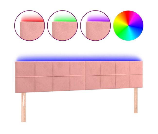 Vidaxl cabeceira de cama c/ luzes led veludo 160x5x78/88 cm rosa