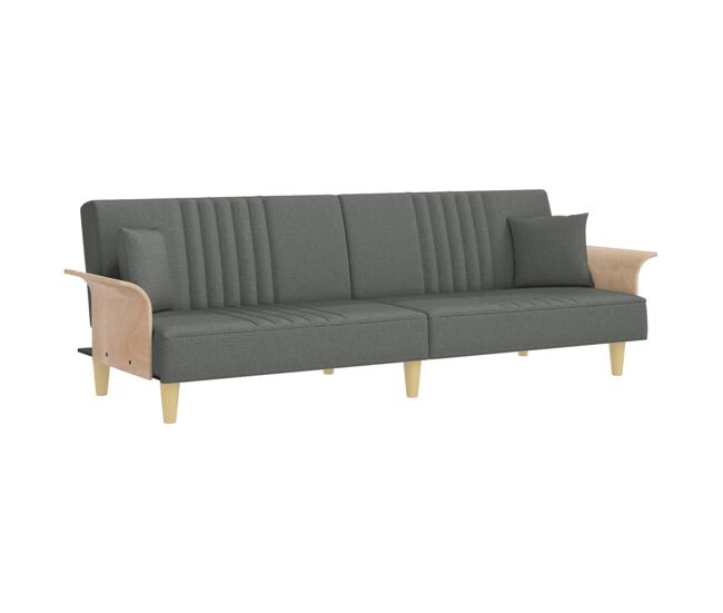 Vidaxl sofá-cama com apoio de braços tecido cinzento-escuro
