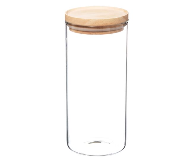 Well home - frasco de vidro e madeira, fecho hermético 1,3l