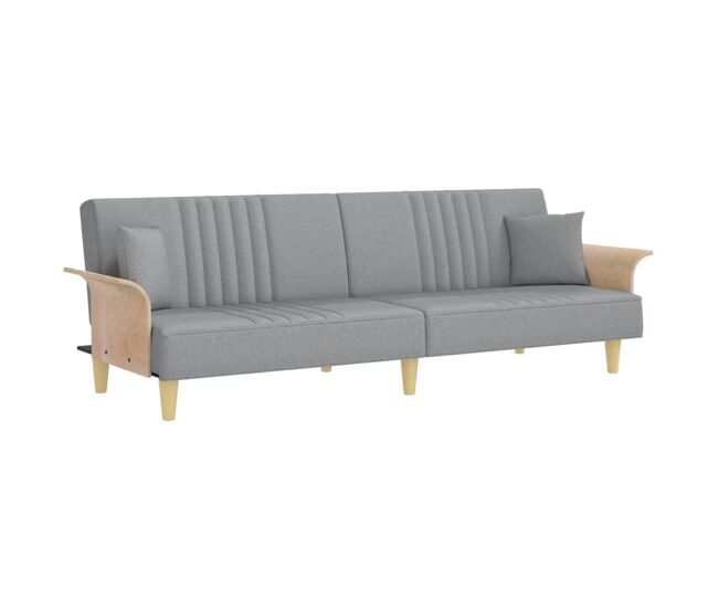 Vidaxl sofá-cama com apoio de braços tecido cinzento-claro