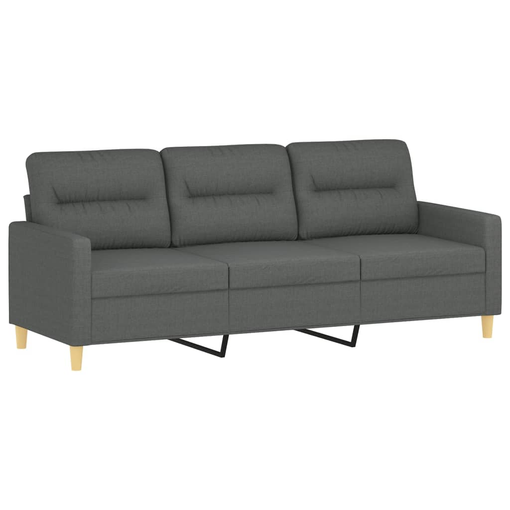 Vidaxl sofá de 3 lugares 180 cm tecido cinza-escuro