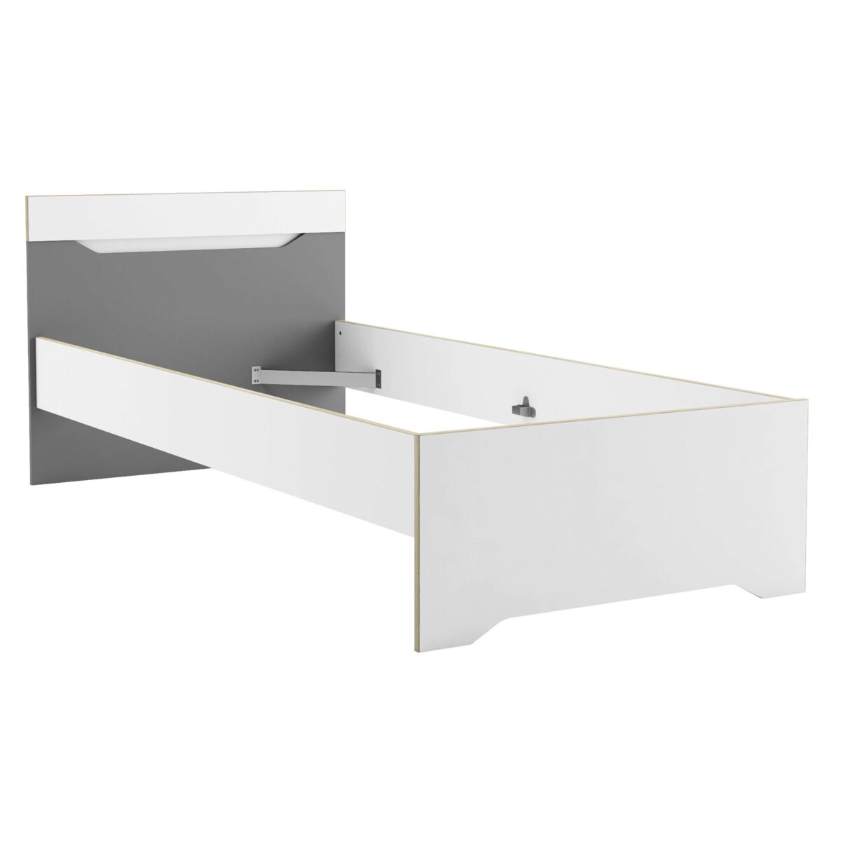 Cama jovem genius, branca e cinza, 90x190-200 cm