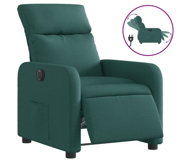 Vidaxl poltrona elétrica reclinável tecido verde-escuro