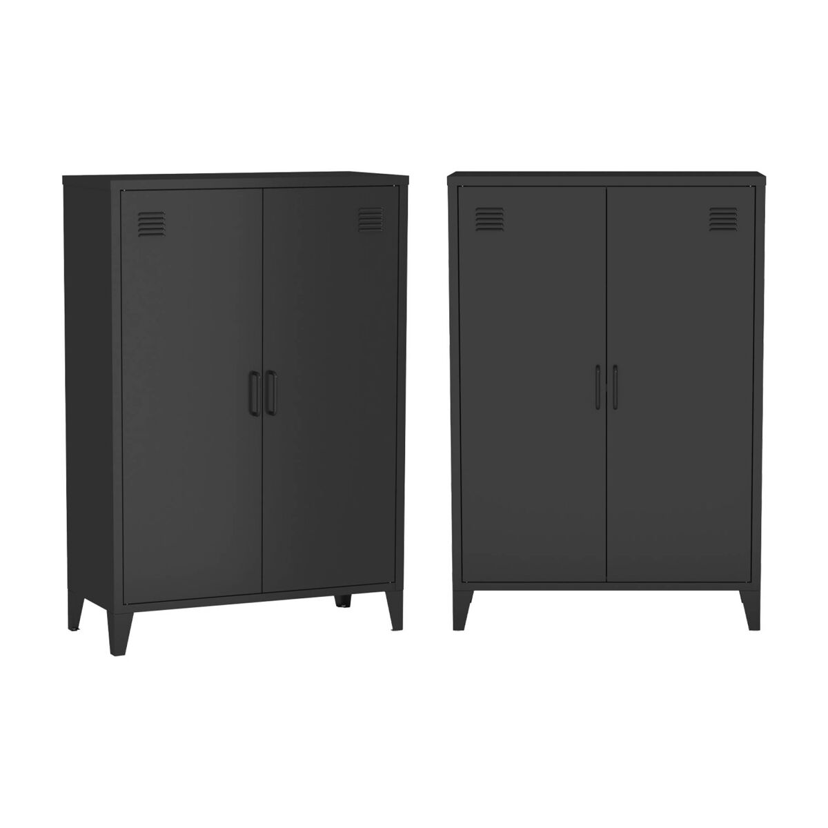 Cômoda/guarda-roupa de metal 2 portas, set de 2, soho, noir, 75x33x110 cm