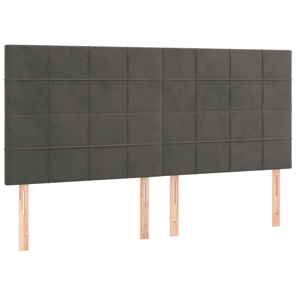 Vidaxl cabeceira cinza escuro 180x5x118/128 cm veludo
