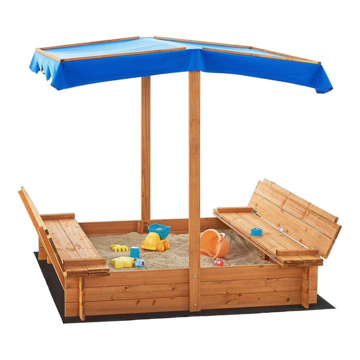Caixa de areia para crianças kellenhusen poliéster de abeto 120 x 120 x 120 cm azul natural [en.casa]