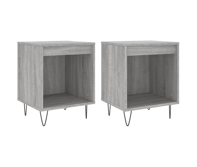 Vidaxl mesas de cabeceira 2 pcs derivados de madeira cinzento sonoma